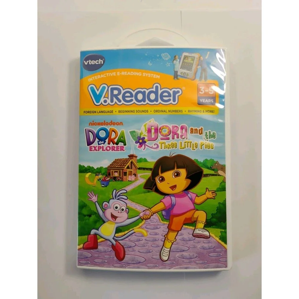 VTECH V.READER Interactive E-Reading System Game DORA and The 3 Little Pigs